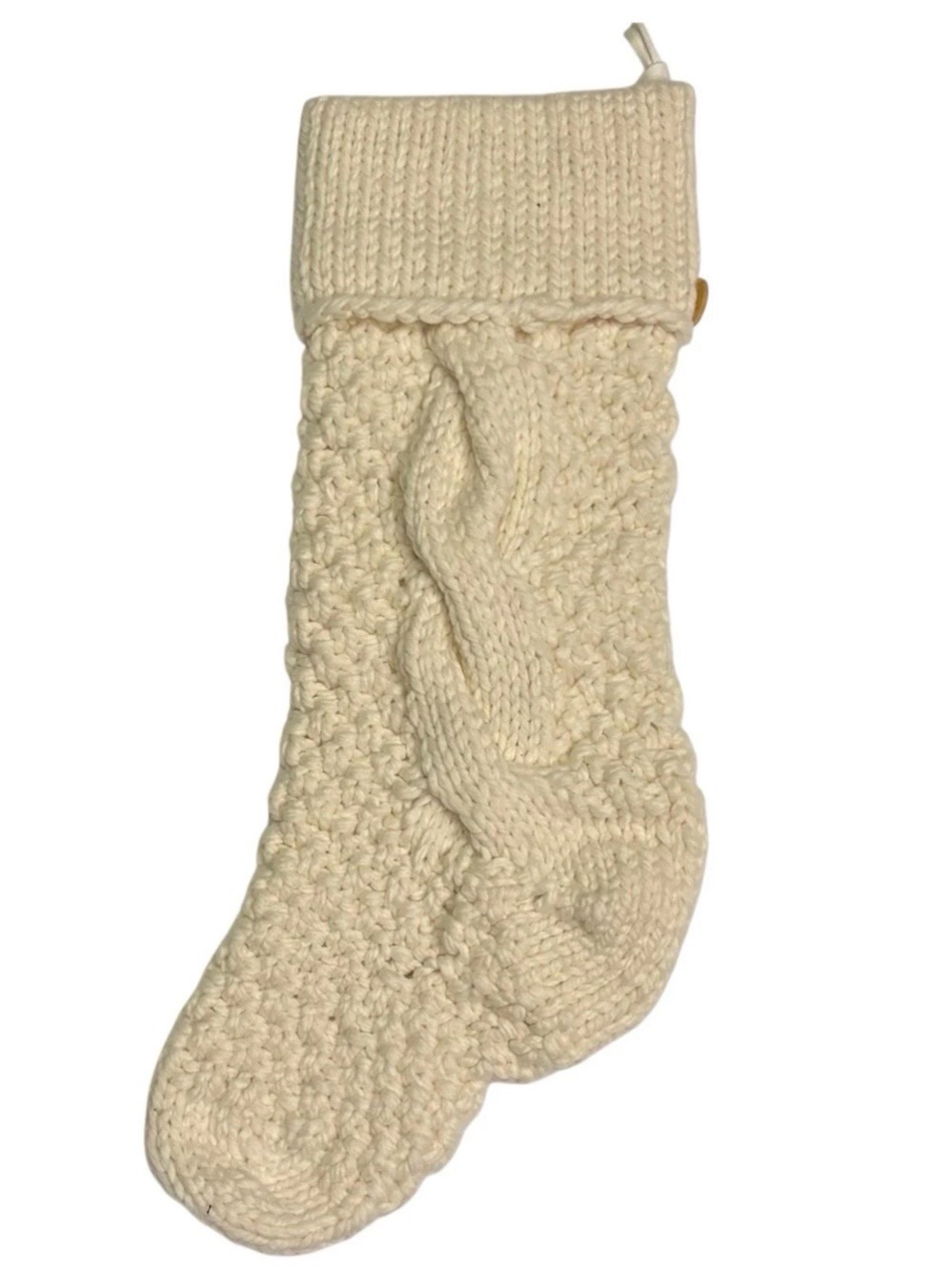 Pottery Barn Chunky Cable Knit Wool Ivory Christmas Stocking Embroidered SARAH